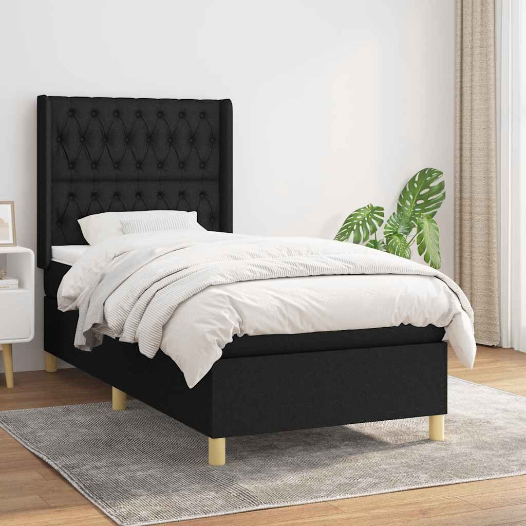 Sommier à lattes de lit avec matelas Noir 90x190 cm Tissu - XIOS