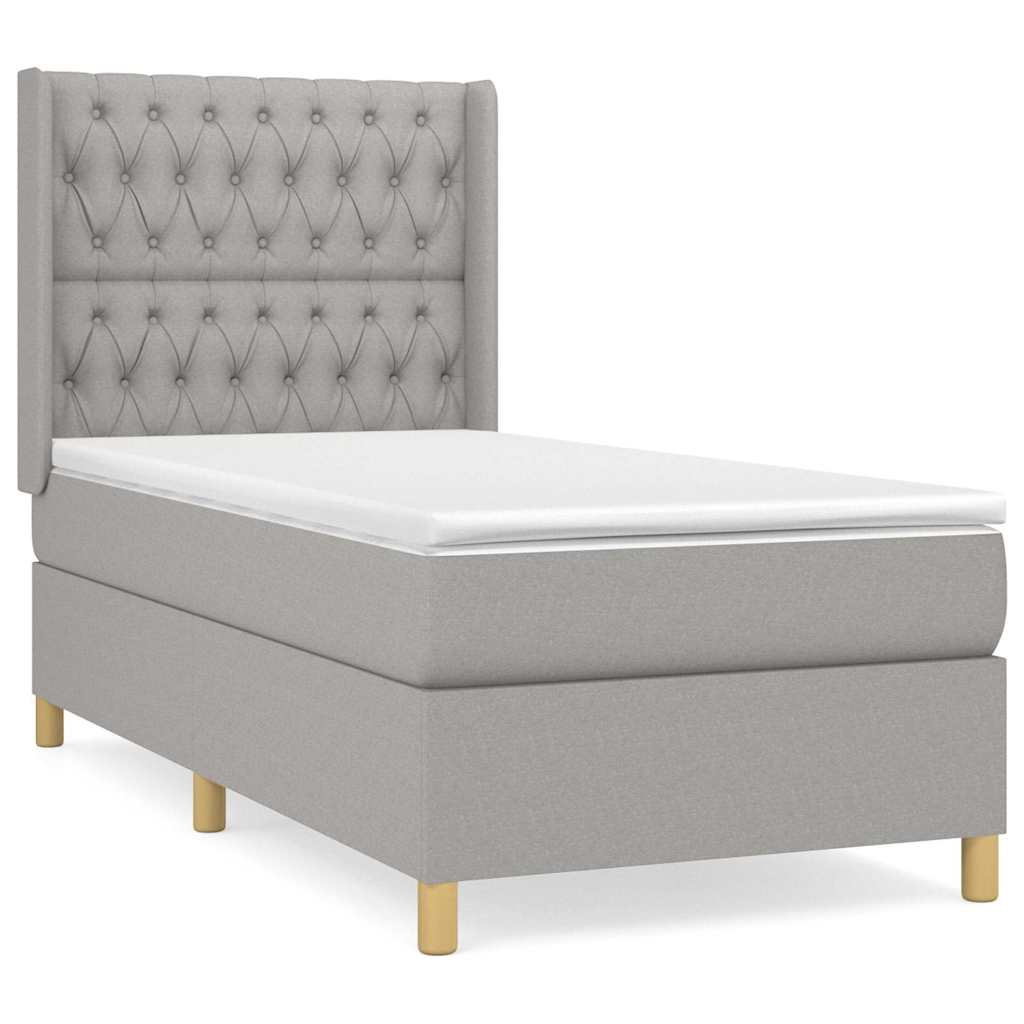 Sommier à lattes de lit avec matelas Gris clair 90x200 cm Tissu