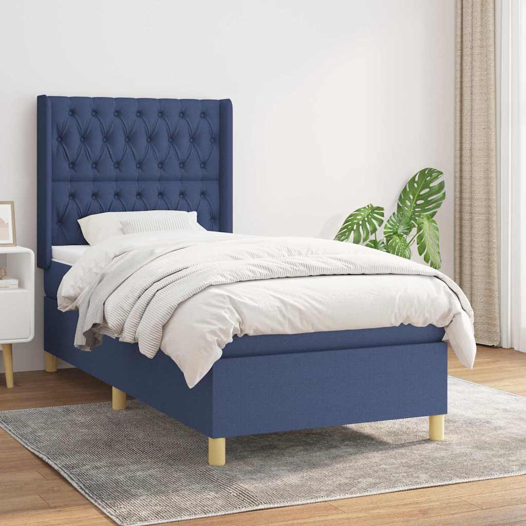 Sommier à lattes de lit avec matelas Bleu 90x200 cm Tissu - XIOS