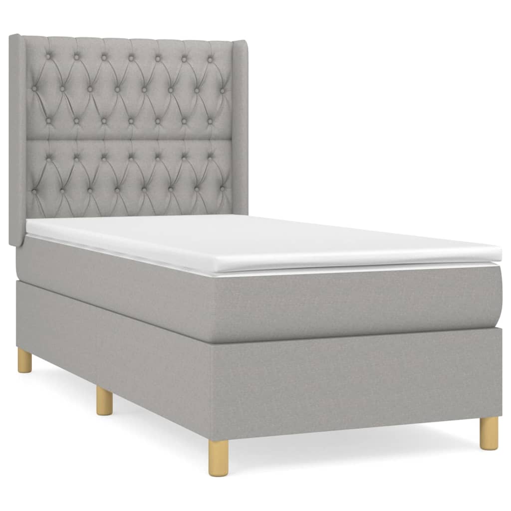 Sommier à lattes de lit avec matelas Gris clair 100x200cm Tissu - XIOS