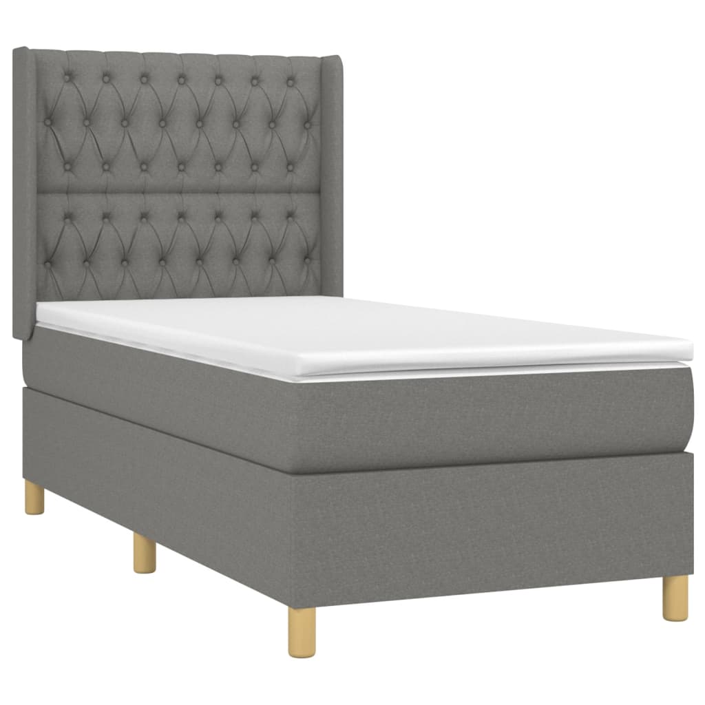 Sommier à lattes de lit avec matelas Gris foncé 100x200cm Tissu - XIOS