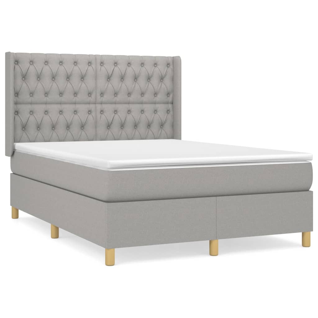 Sommier à lattes de lit avec matelas Gris clair 140x190cm Tissu - XIOS