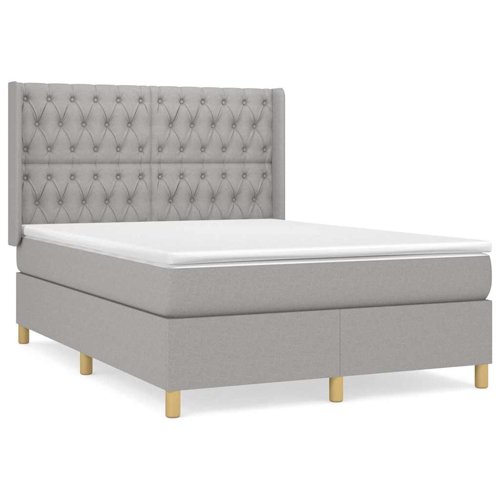 Sommier à lattes de lit avec matelas Gris clair 140x190cm Tissu - XIOS