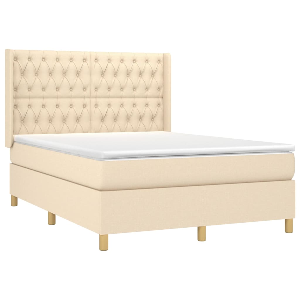 Sommier à lattes de lit avec matelas Crème 140x190 cm Tissu - XIOS