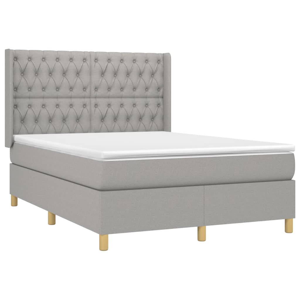 Sommier à lattes de lit avec matelas Gris clair 140x200cm Tissu - XIOS