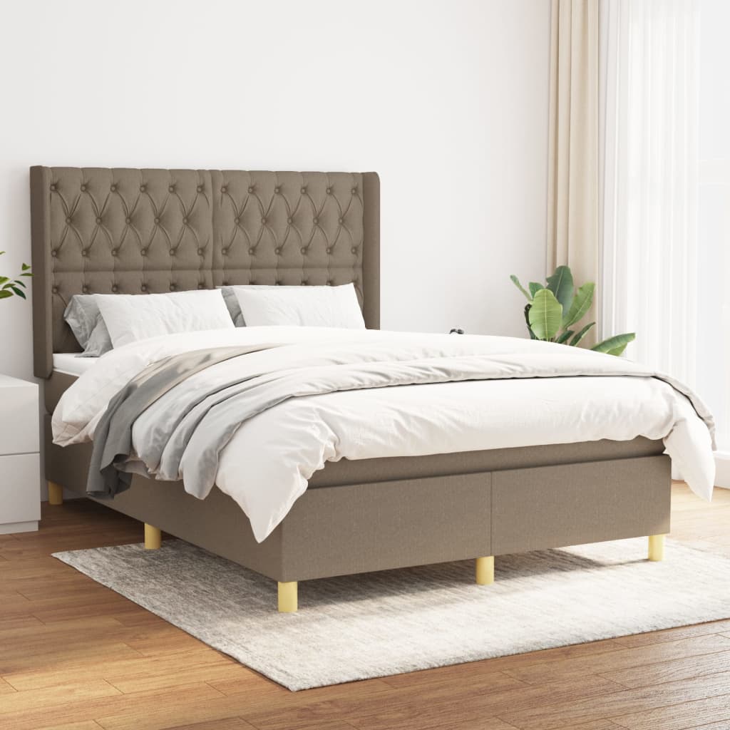 Sommier à lattes de lit avec matelas Taupe 140x200 cm Tissu - XIOS