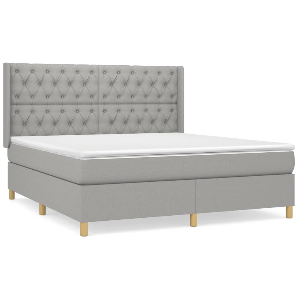 Sommier à lattes de lit avec matelas Gris clair 160x200cm Tissu - XIOS