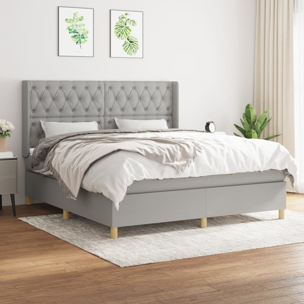 Sommier à lattes de lit avec matelas Gris clair 160x200cm Tissu - XIOS