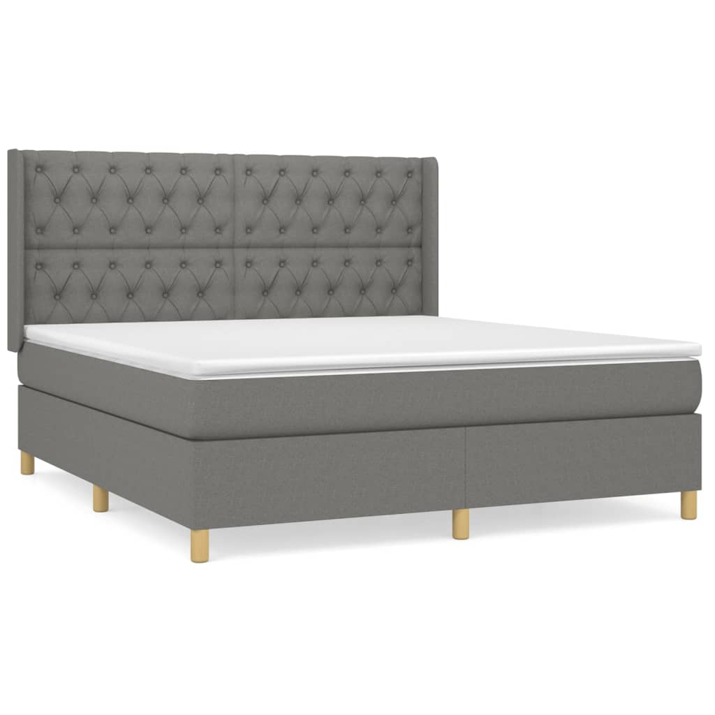 Sommier à lattes de lit avec matelas Gris foncé 160x200cm Tissu - XIOS