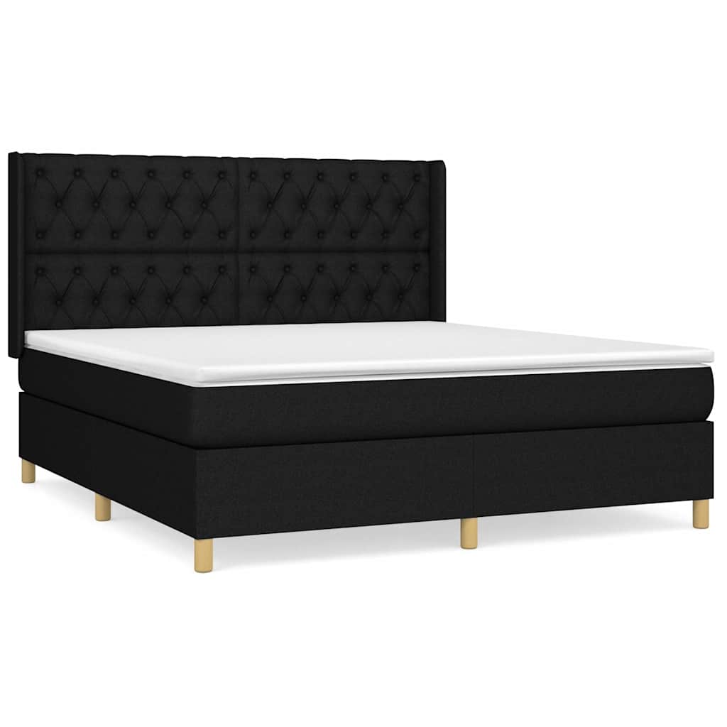 Sommier à lattes de lit avec matelas Noir 160x200 cm Tissu - XIOS