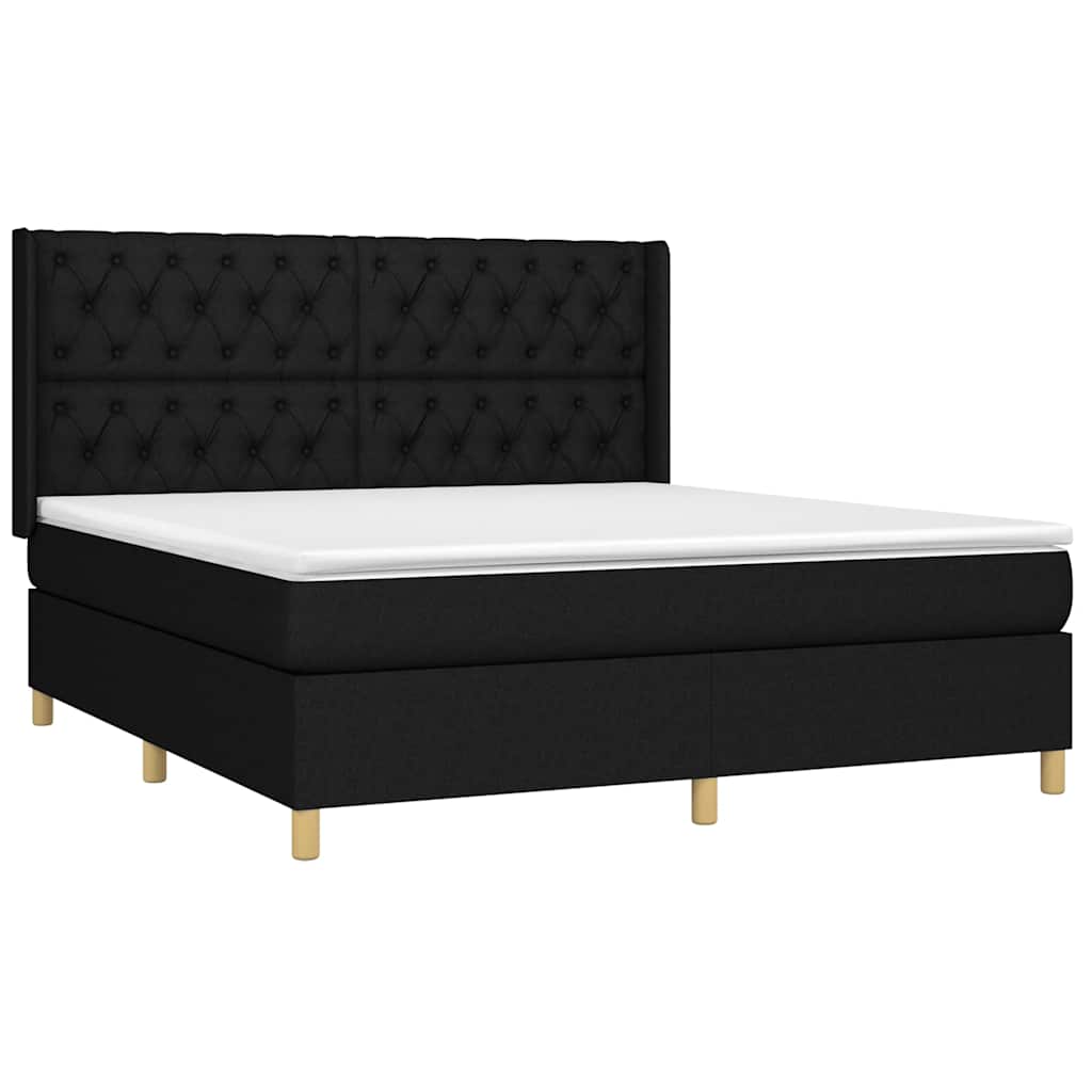 Sommier à lattes de lit avec matelas Noir 160x200 cm Tissu - XIOS
