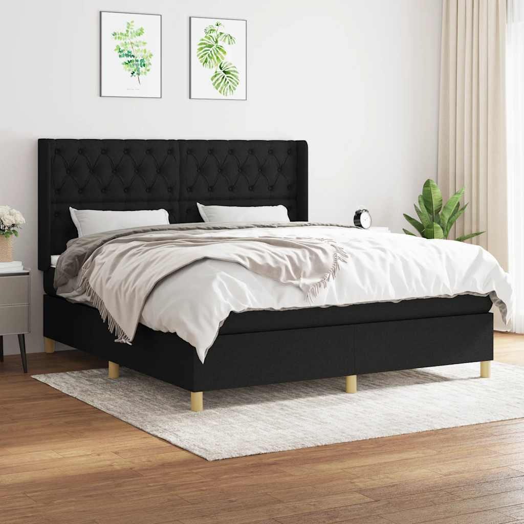 Sommier à lattes de lit avec matelas Noir 160x200 cm Tissu - XIOS