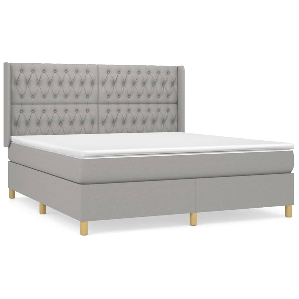 Sommier à lattes de lit avec matelas Gris clair 180x200cm Tissu - XIOS