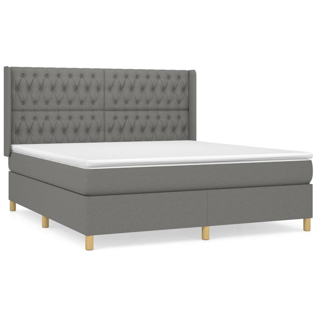 Sommier à lattes de lit avec matelas Gris foncé 180x200cm Tissu - XIOS