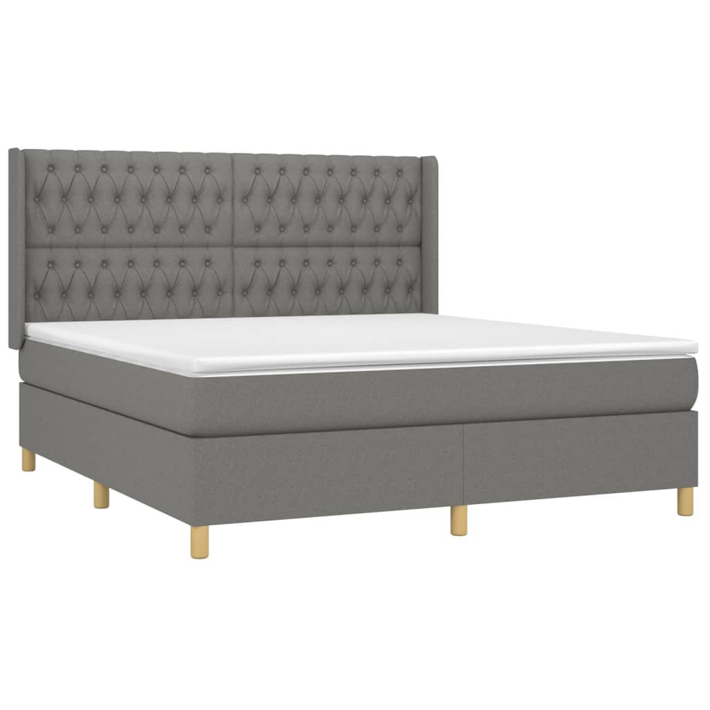 Sommier à lattes de lit avec matelas Gris foncé 180x200cm Tissu - XIOS