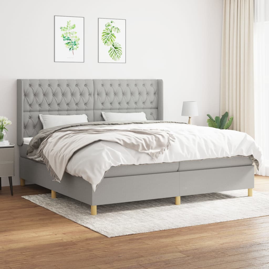 Sommier à lattes de lit avec matelas Gris clair 200x200cm Tissu - XIOS
