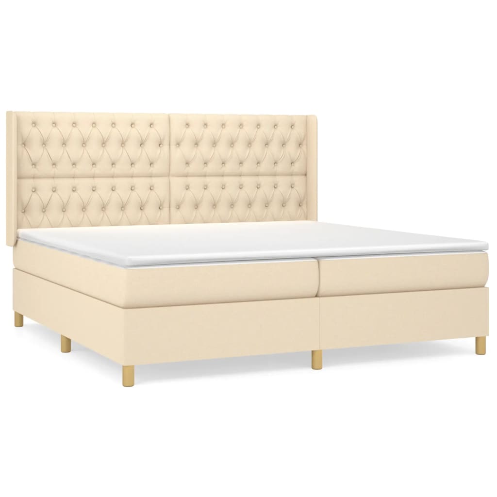 Sommier à lattes de lit avec matelas Crème 200x200 cm Tissu - XIOS