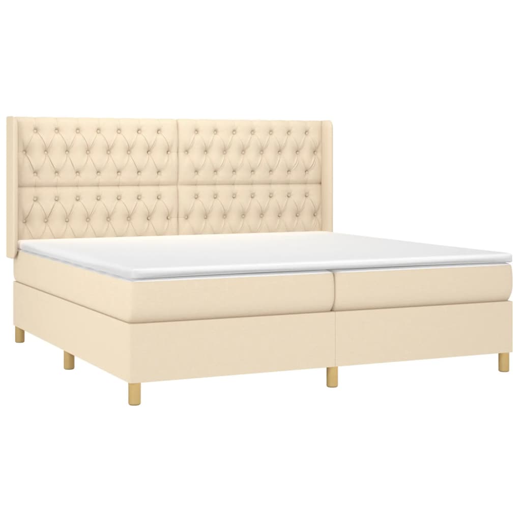 Sommier à lattes de lit avec matelas Crème 200x200 cm Tissu - XIOS