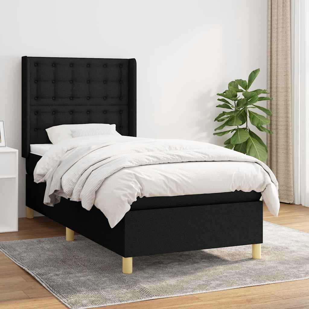 Sommier à lattes de lit et matelas Noir 80x200 cm Tissu - XIOS