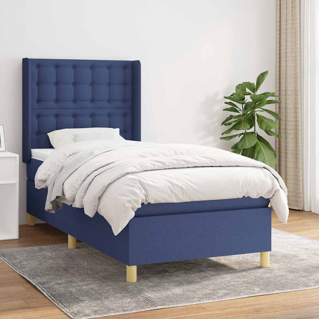 Sommier à lattes de lit avec matelas Bleu 80x200 cm Tissu