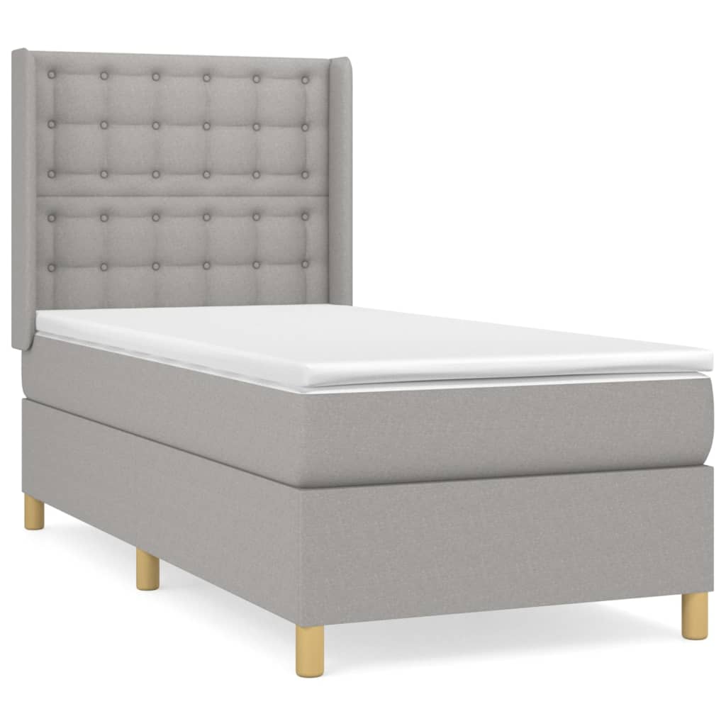 Sommier à lattes de lit et matelas Gris clair 90x190 cm Tissu - XIOS