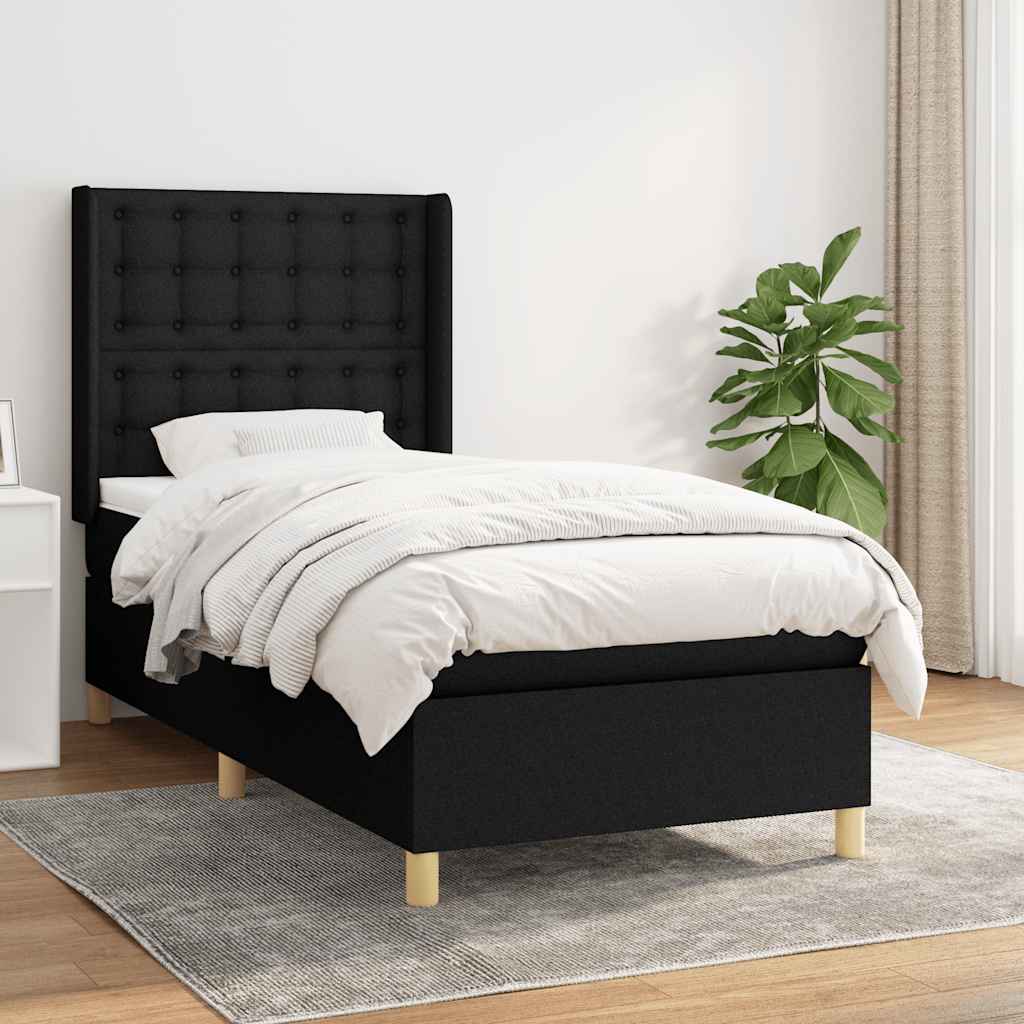 Sommier à lattes de lit avec matelas Noir 90x190 cm Tissu - XIOS