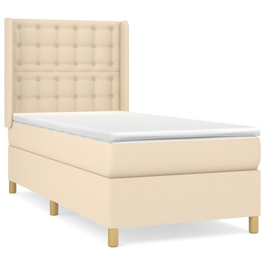Sommier à lattes de lit et matelas Crème 90x190 cm Tissu - XIOS