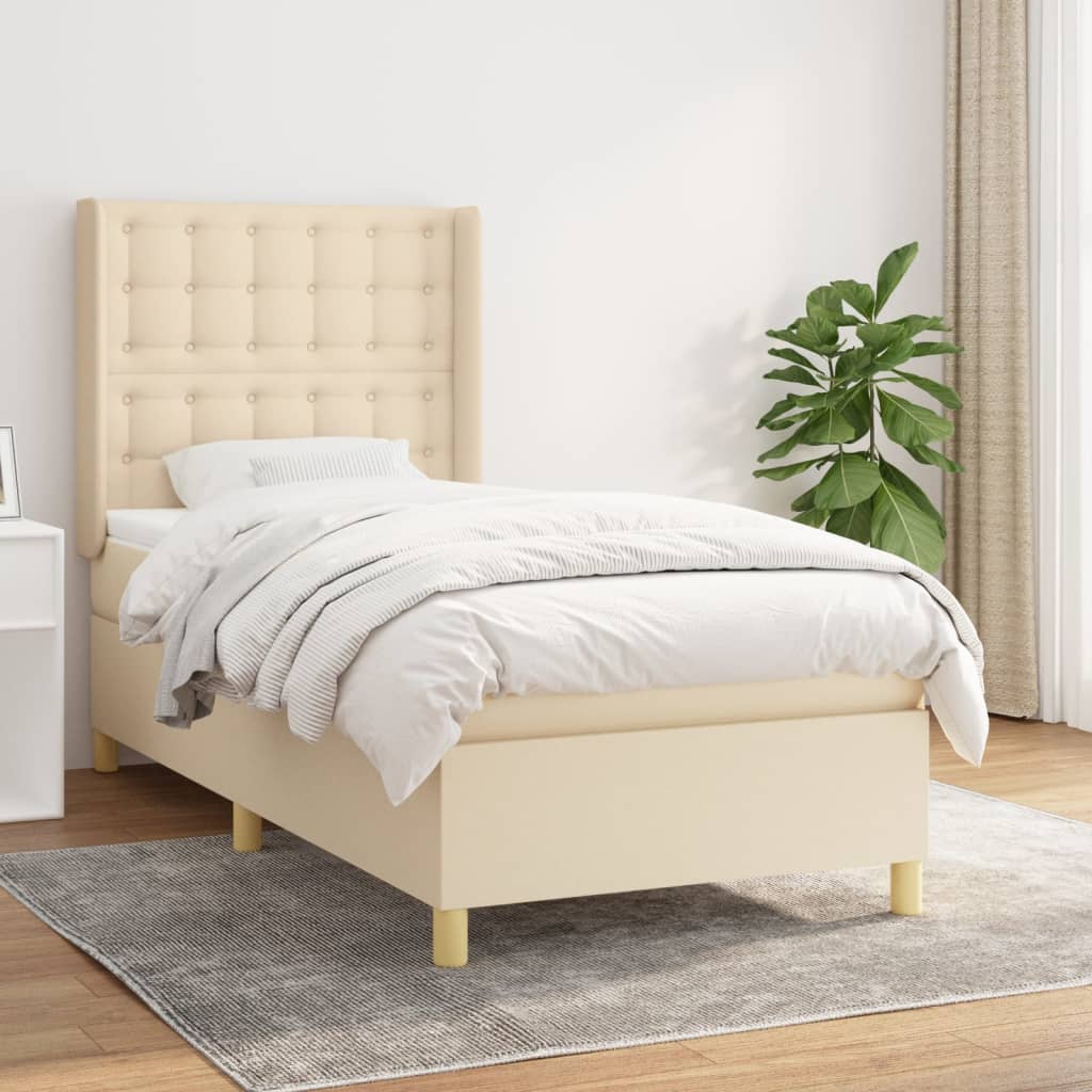 Sommier à lattes de lit et matelas Crème 90x190 cm Tissu - XIOS