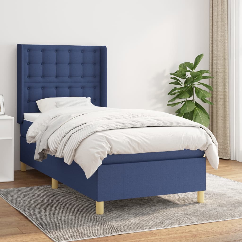 Sommier à lattes de lit avec matelas Bleu 90x190 cm Tissu - XIOS