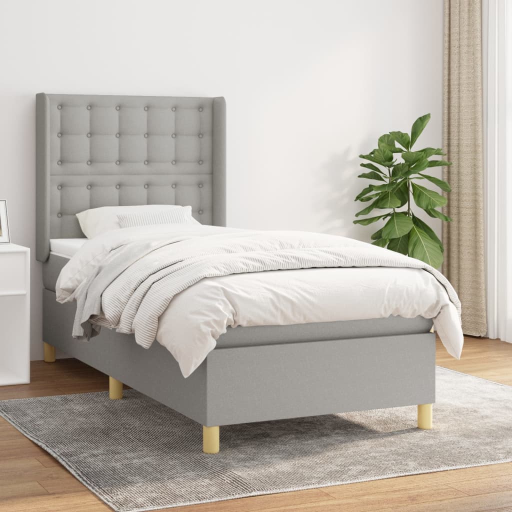 Sommier à lattes de lit avec matelas Gris clair 90x200 cm Tissu - XIOS