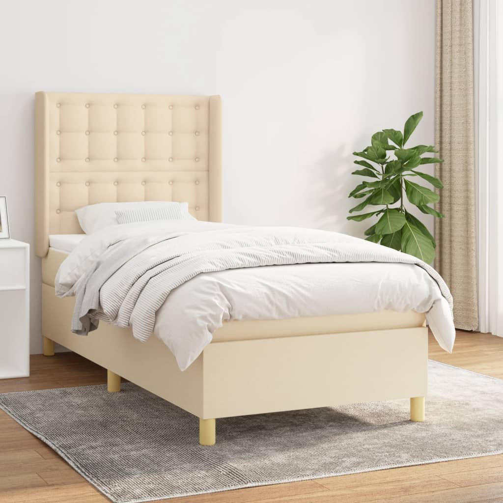 Sommier à lattes de lit avec matelas Crème 90x200 cm Tissu - XIOS