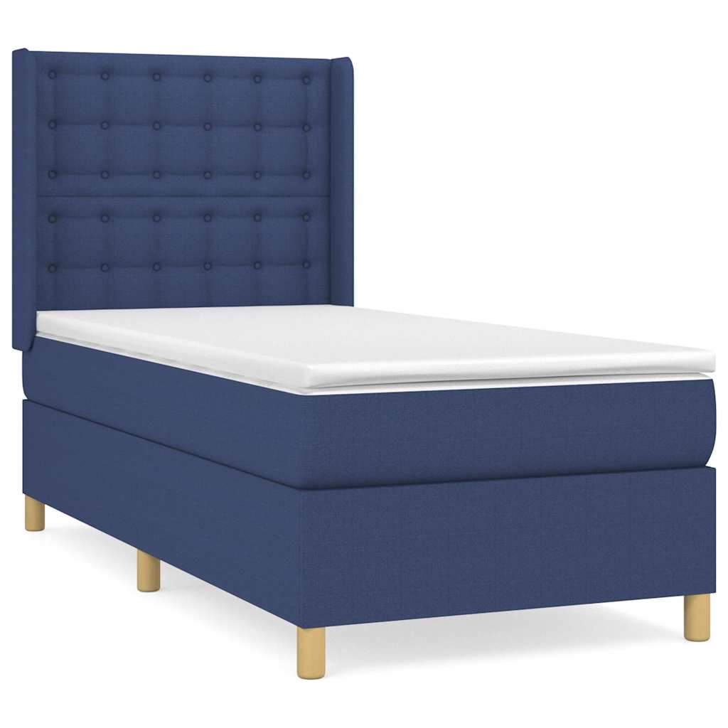 Sommier à lattes de lit avec matelas Bleu 90x200 cm Tissu