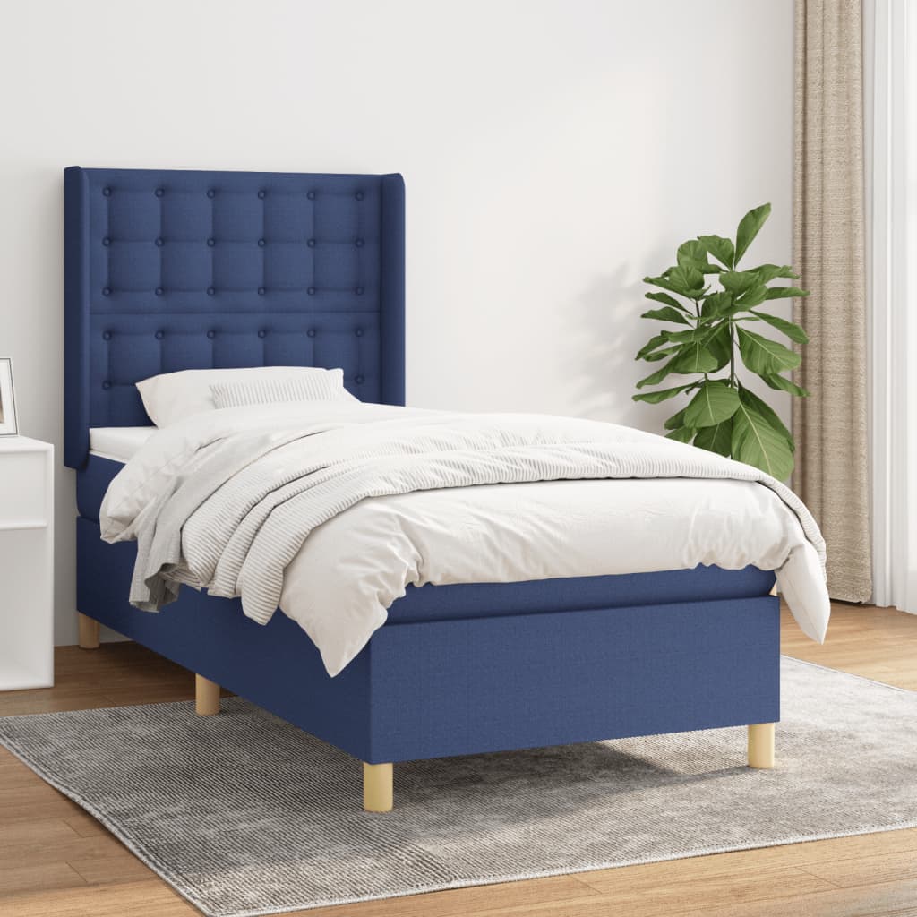 Sommier à lattes de lit avec matelas Bleu 90x200 cm Tissu - XIOS