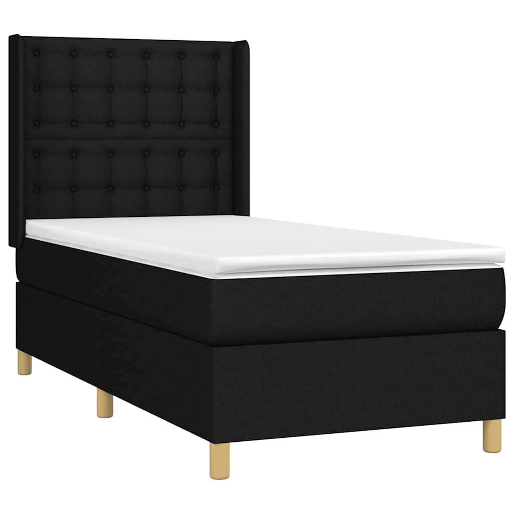 Sommier à lattes de lit avec matelas Noir 100x200 cm Tissu - XIOS