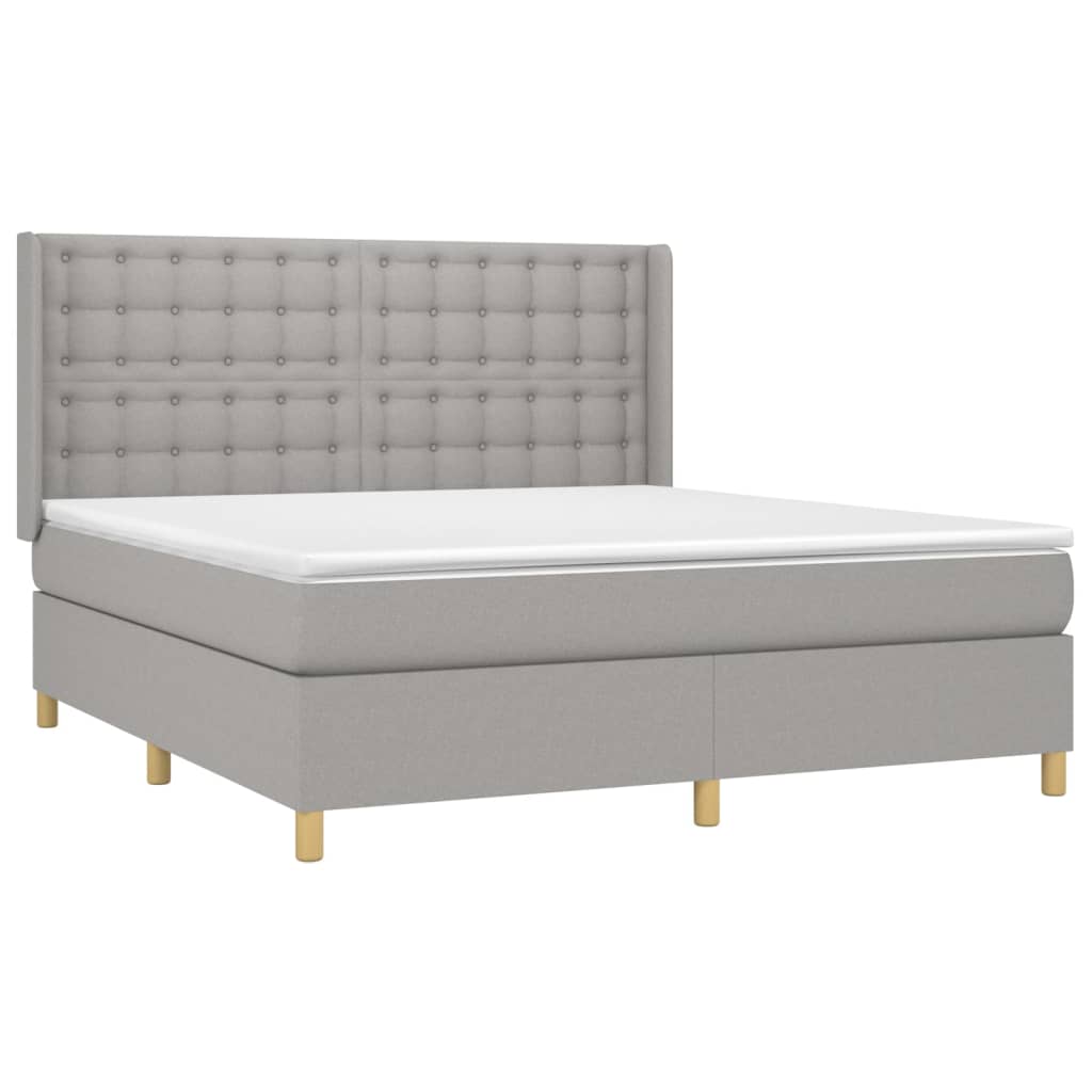 Sommier à lattes de lit avec matelas Gris clair 160x200cm Tissu - XIOS