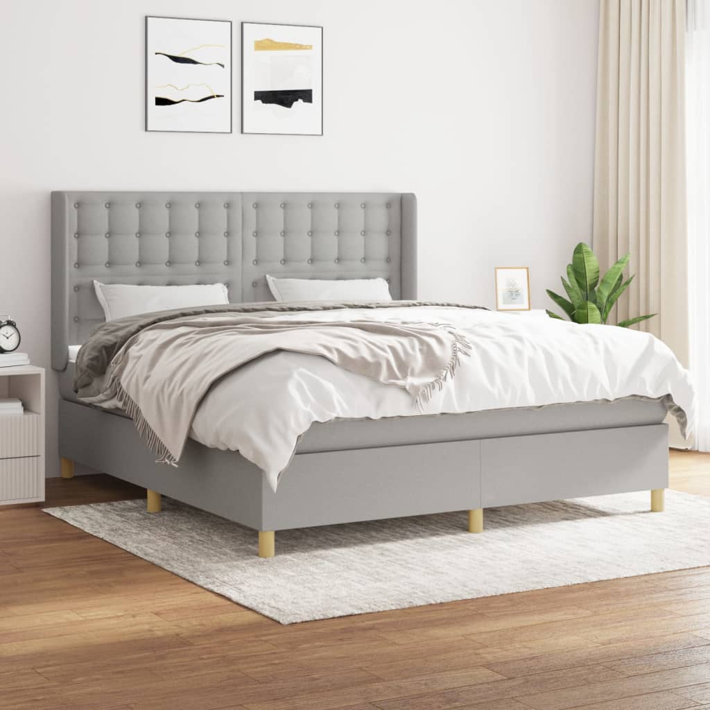 Sommier à lattes de lit avec matelas Gris clair 160x200cm Tissu - XIOS