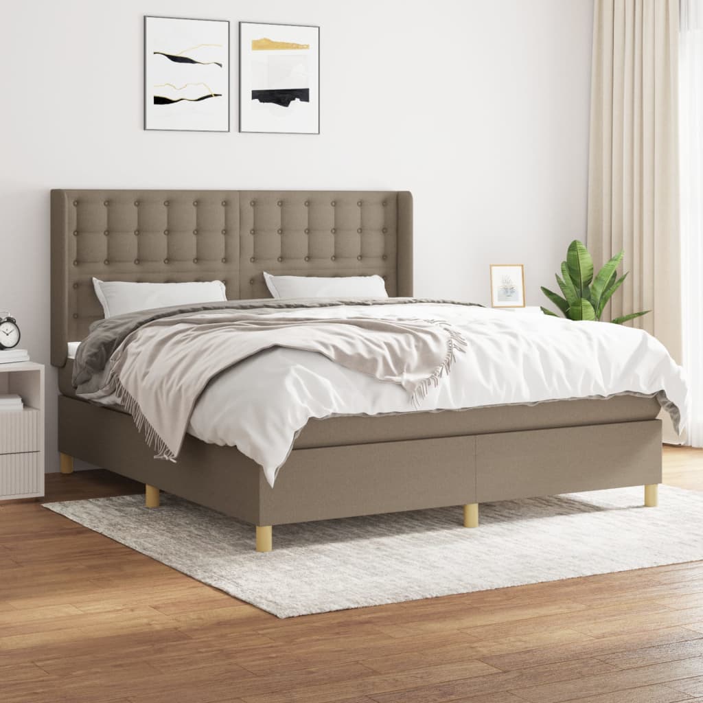 Sommier à lattes de lit avec matelas Taupe 160x200 cm Tissu - XIOS