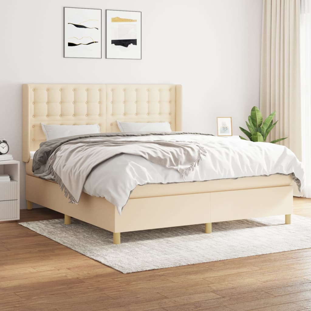 Sommier à lattes de lit avec matelas Crème 160x200 cm Tissu - XIOS