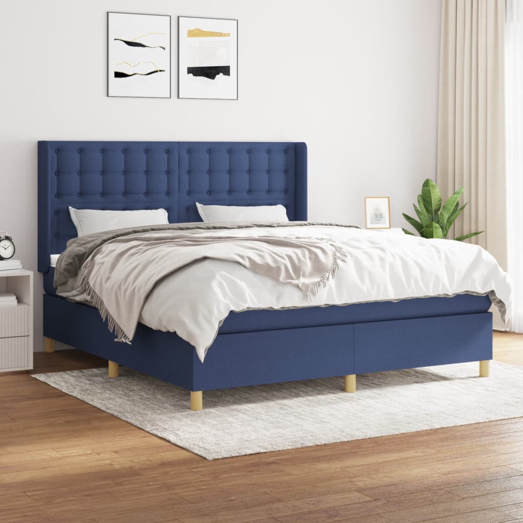 Sommier à lattes de lit avec matelas Bleu 160x200 cm Tissu - XIOS