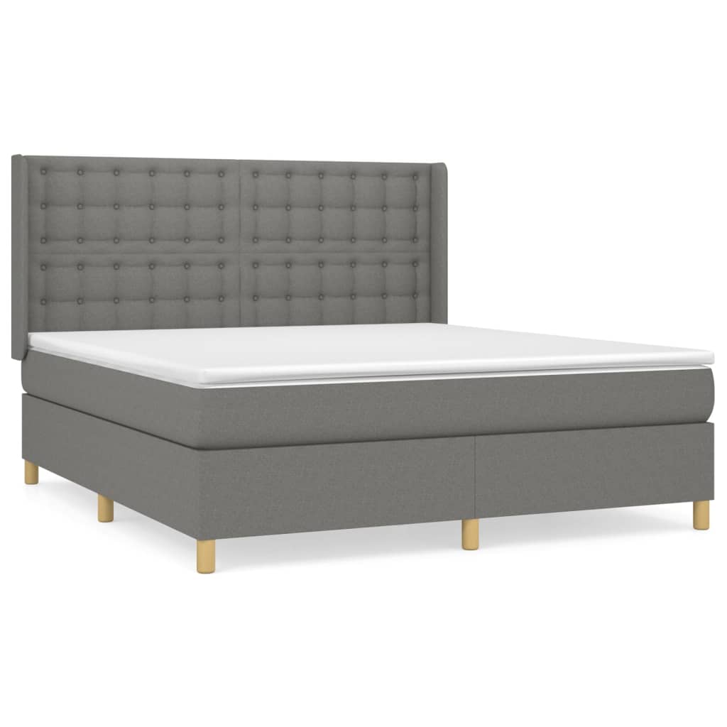 Sommier à lattes de lit avec matelas Gris foncé 180x200cm Tissu - XIOS