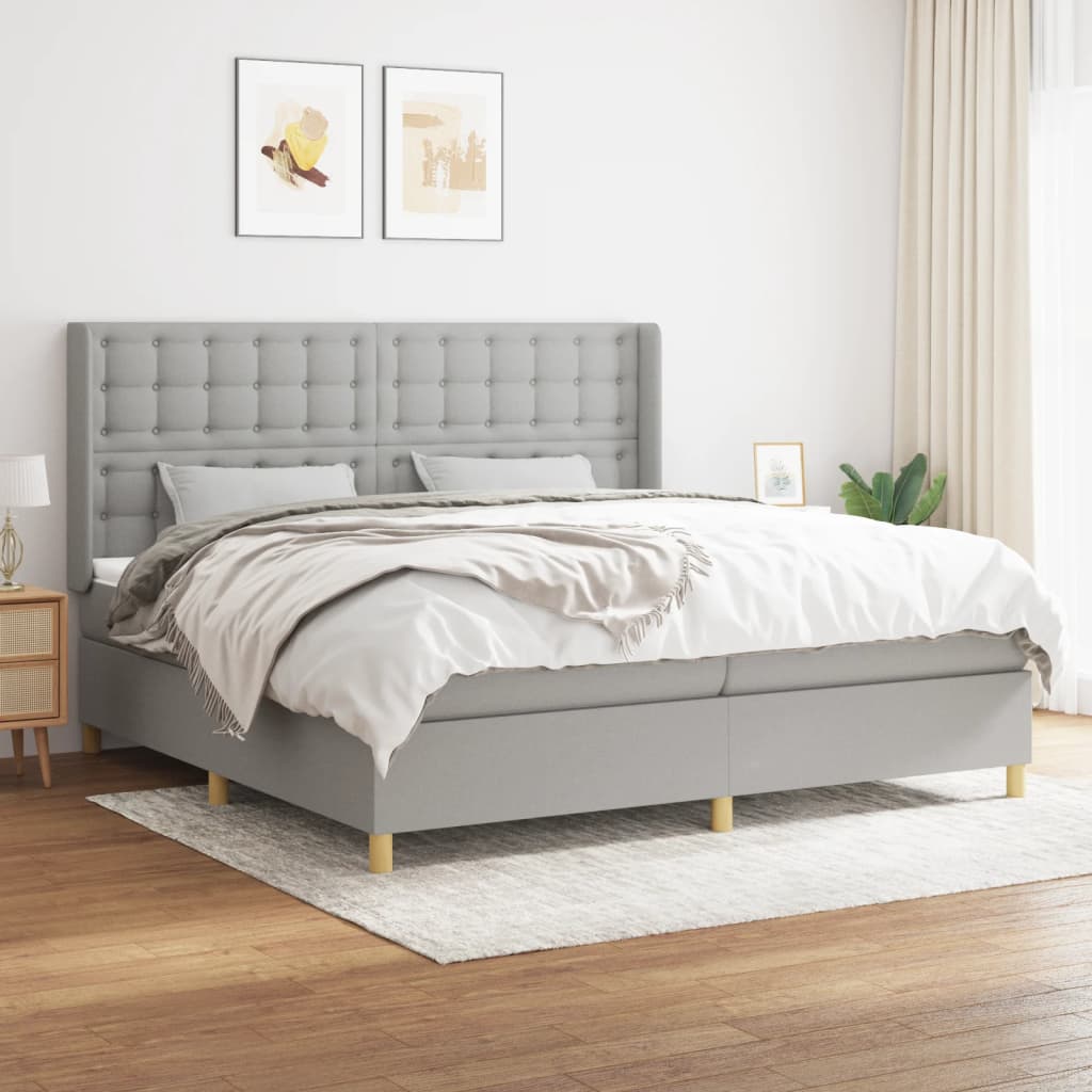 Sommier à lattes de lit avec matelas Gris clair 200x200cm Tissu - XIOS