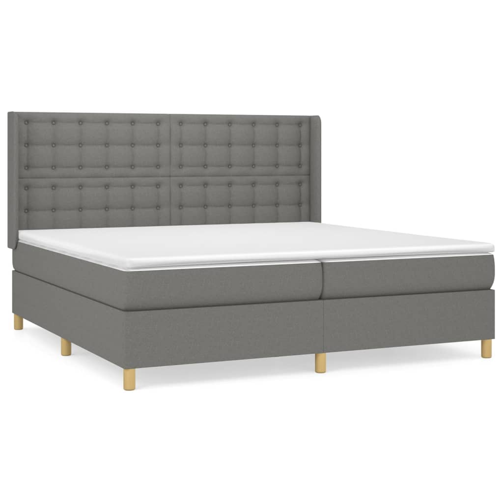 Sommier à lattes de lit avec matelas Gris foncé 200x200cm Tissu - XIOS