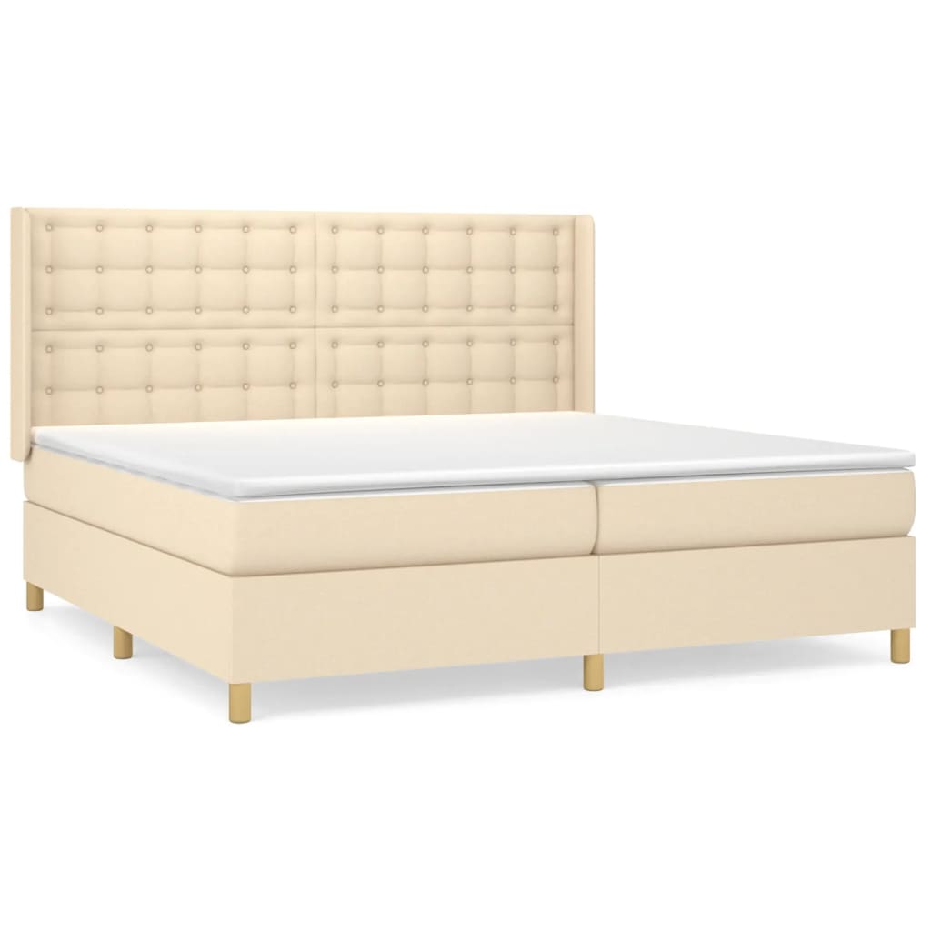 Sommier à lattes de lit avec matelas Crème 200x200 cm Tissu - XIOS