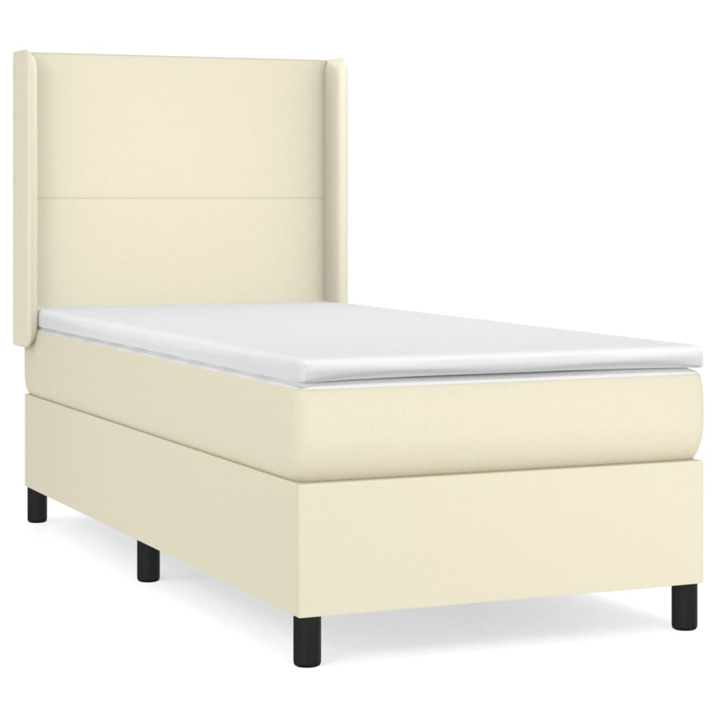 Sommier à lattes de lit avec matelas Crème 90x190 cm Similicuir - XIOS