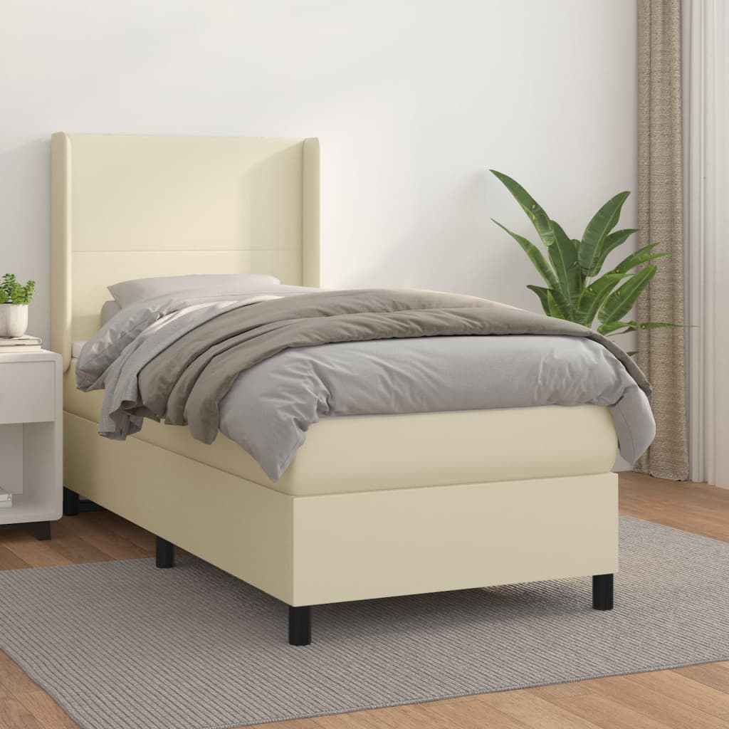 Sommier à lattes de lit avec matelas Crème 90x190 cm Similicuir - XIOS