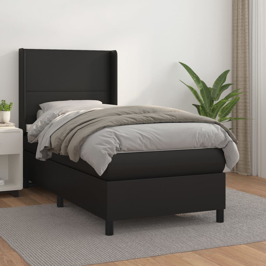 Sommier à lattes de lit avec matelas Noir 100x200 cm Similicuir - XIOS