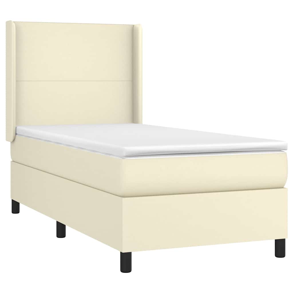 Sommier à lattes de lit avec matelas Crème 100x200cm Similicuir