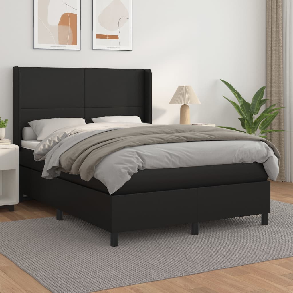 Sommier à lattes de lit avec matelas Noir 140x190 cm Similicuir - XIOS