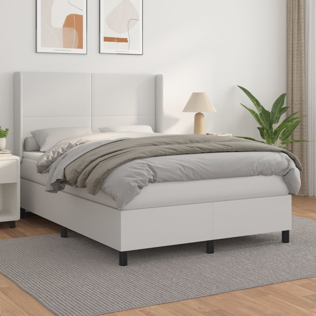 Sommier à lattes de lit avec matelas Blanc 140x190cm Similicuir - XIOS
