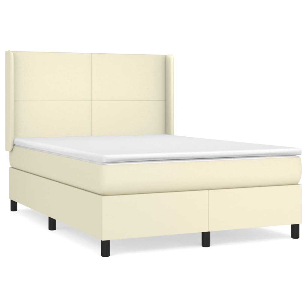 Sommier à lattes de lit avec matelas Crème 140x190cm Similicuir - XIOS